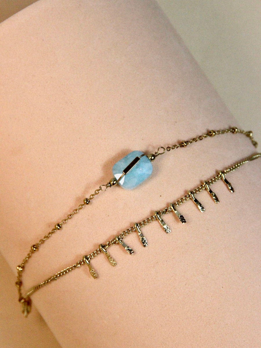 Bracelet Alessia Chaîne double et pierre naturelle – Bijoux