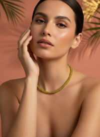 Collier ANTILLES - perles plates naturelles pierres semi précieuses