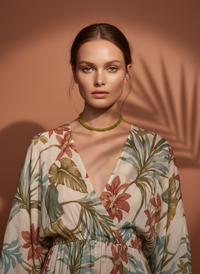 Collier ANTILLES - perles plates naturelles pierres semi précieuses