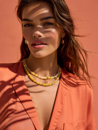 Collier ANTILLES - perles plates naturelles pierres semi précieuses