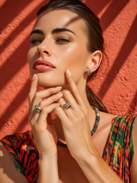 Collier ANTILLES - perles plates naturelles pierres semi précieuses