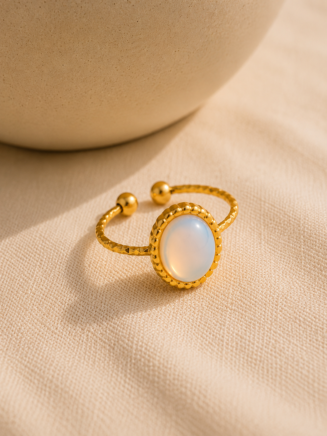 Bague ALIZÉ — Opale & Or 24k | Univers Aquatique