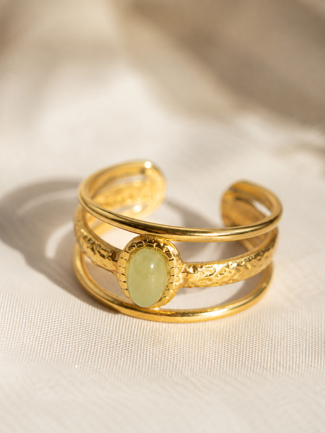 Bague NAÏA — Aventurine & Or 24k | Univers Aquatique