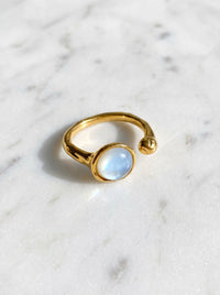 Bague Lumina | Nacre Naturelle & Acier Doré 24K – Univers Aquatique