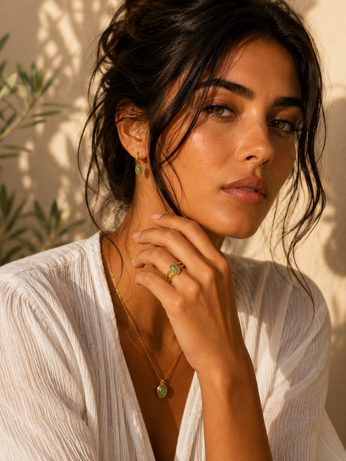 Bague CALYPSEA — Pierre Naturelle & Or 24k | Univers Tropical