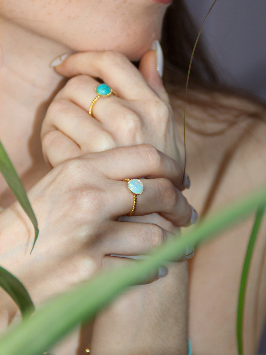 bague femme fine turquoise