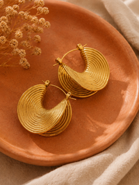 Boucles d'oreilles NAUTILE — Créoles Organiques Dorées - Univers Aquatique