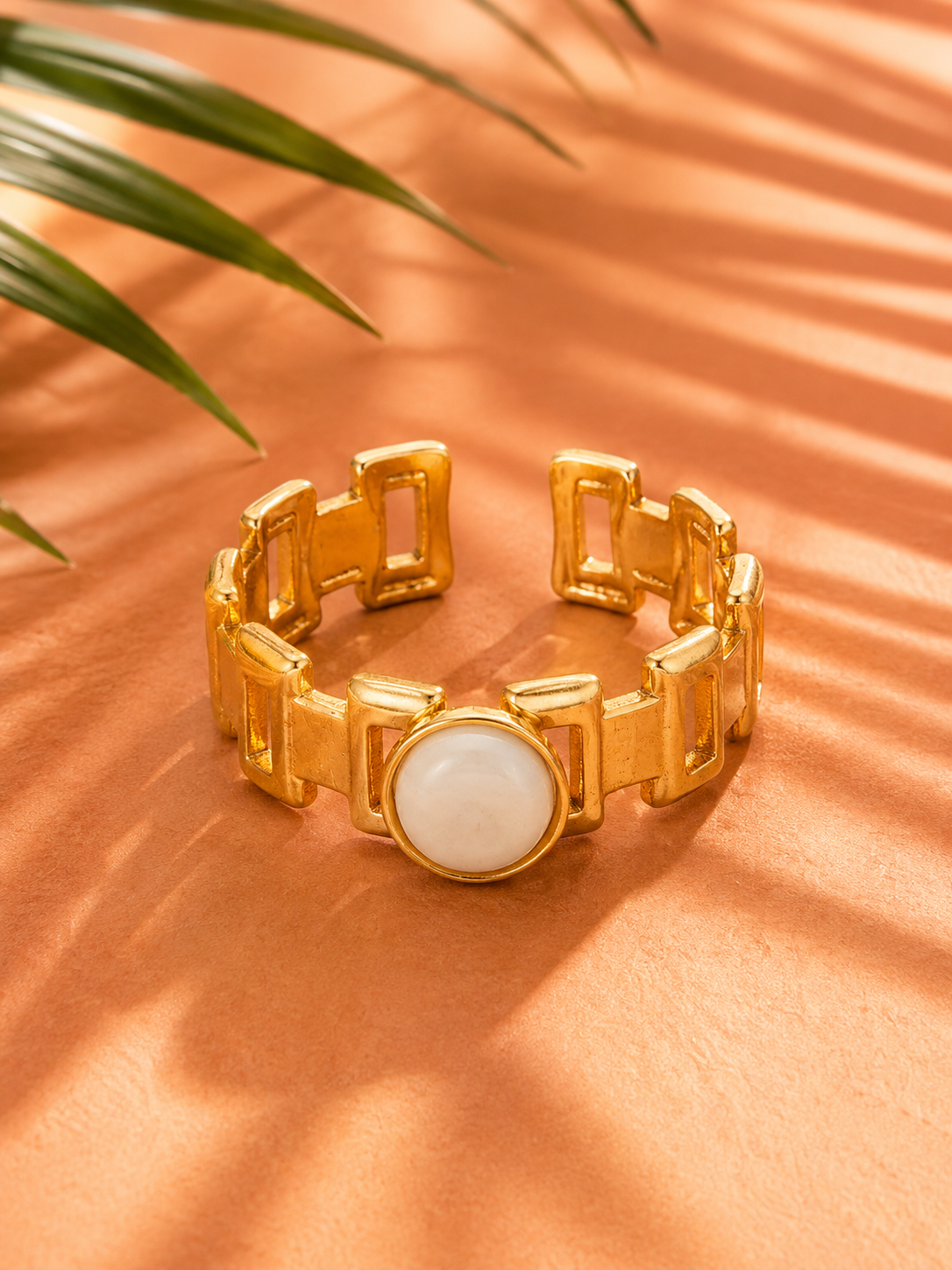 Bague LUTÈCE — Jade Blanc & Or 24k | Parisienne Chic