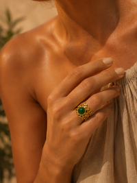 Bague CANOPÉE — Jade Vert & Or 24k | Univers Végétal