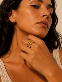 Bague HÉLIA — Billes Dorées Or 24k | Univers Solaire