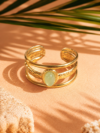 Bague NAÏA — Aventurine & Or 24k | Univers Aquatique