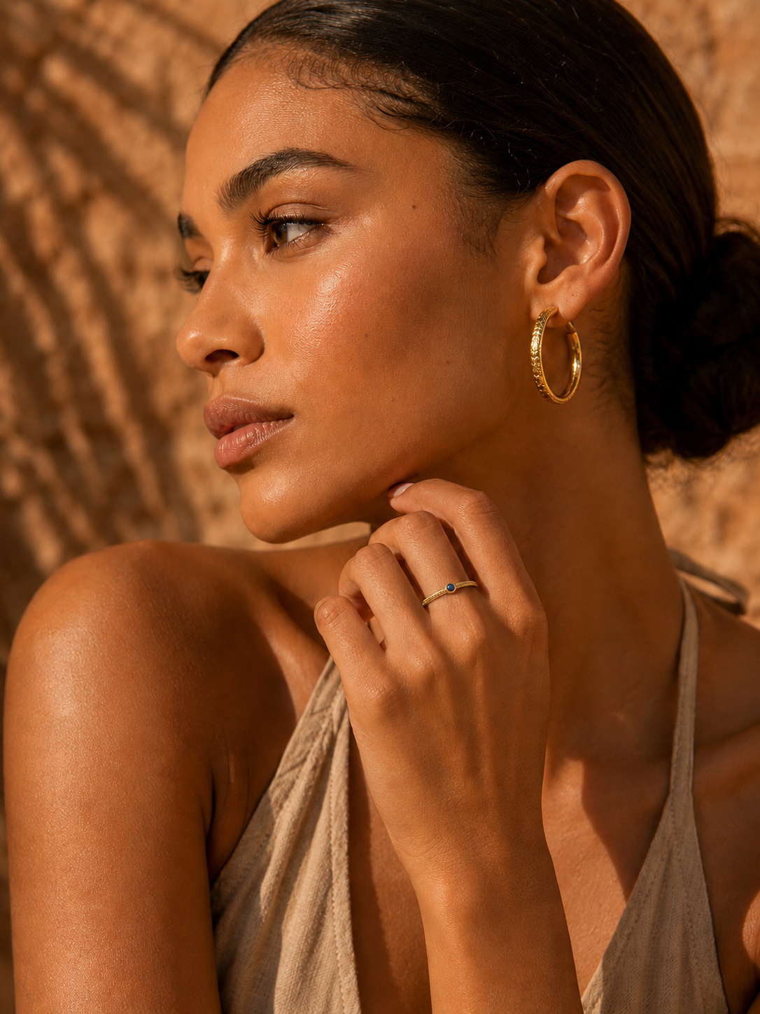 Bague LILIA — Pierre Naturelle & Or 24k | Lagon Précieux - Univers Aquatique
