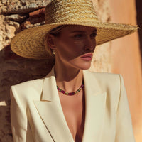 Collier ANTILLES - perles plates naturelles pierres semi précieuses