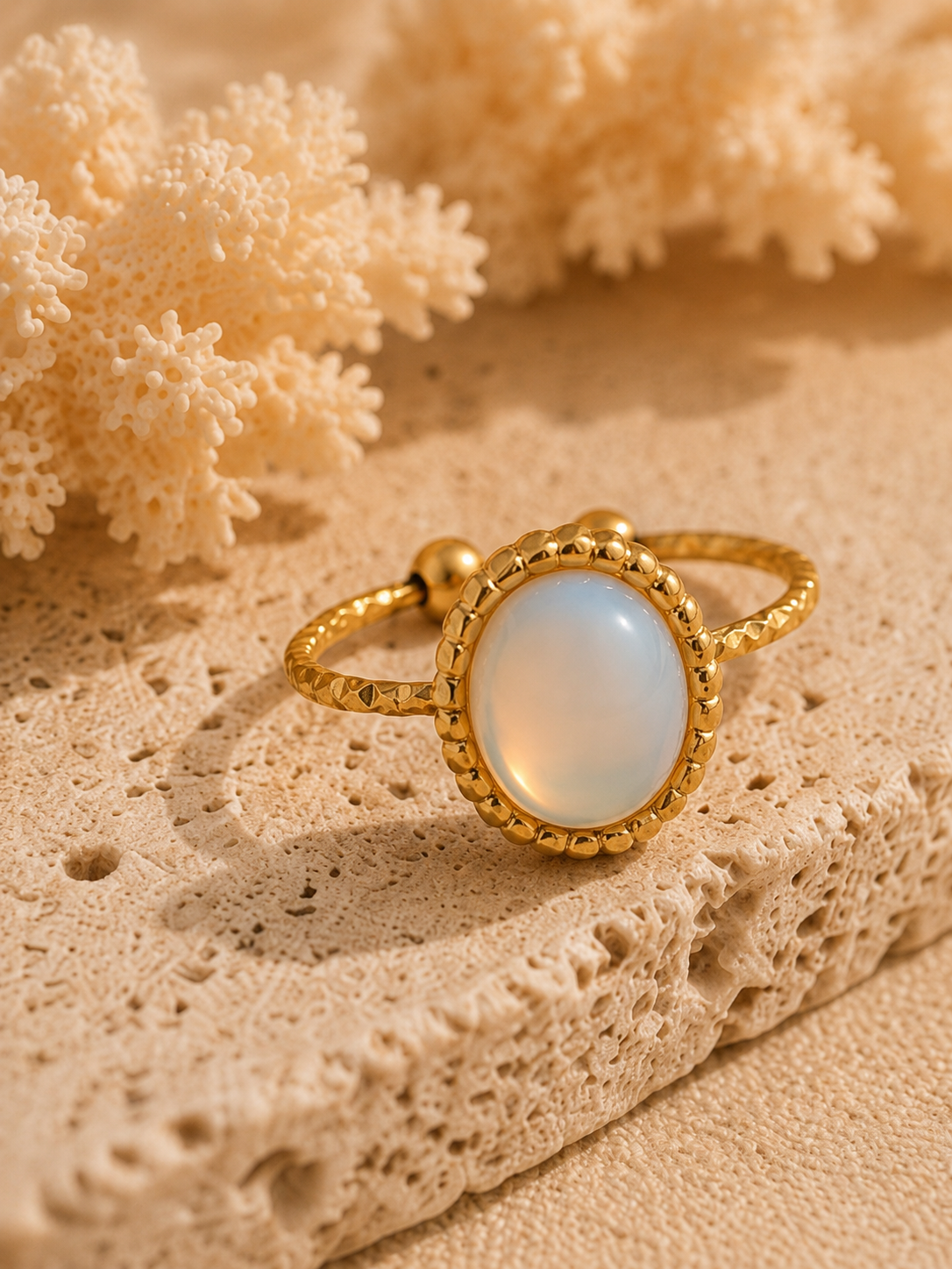 Bague ALIZÉ — Opale & Or 24k | Univers Aquatique