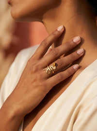 Bague TERRA — Œil de Tigre & Or 24k | Univers Terre