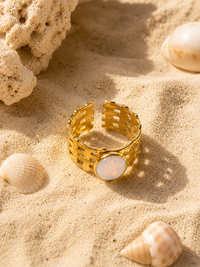Bague AURÉLIA — Opale & Or 24k | Univers Aquatique