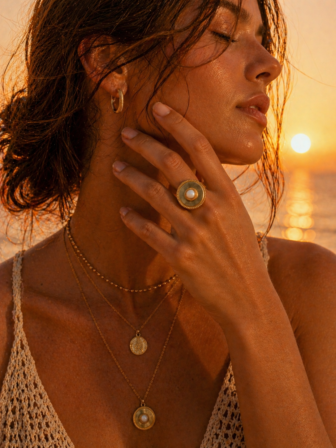 Bague soleil opaline