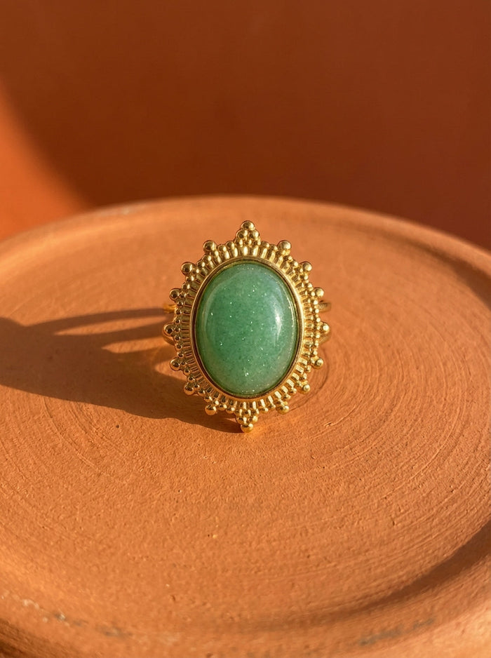 Bague ajustable aventurine vert Mon soleil