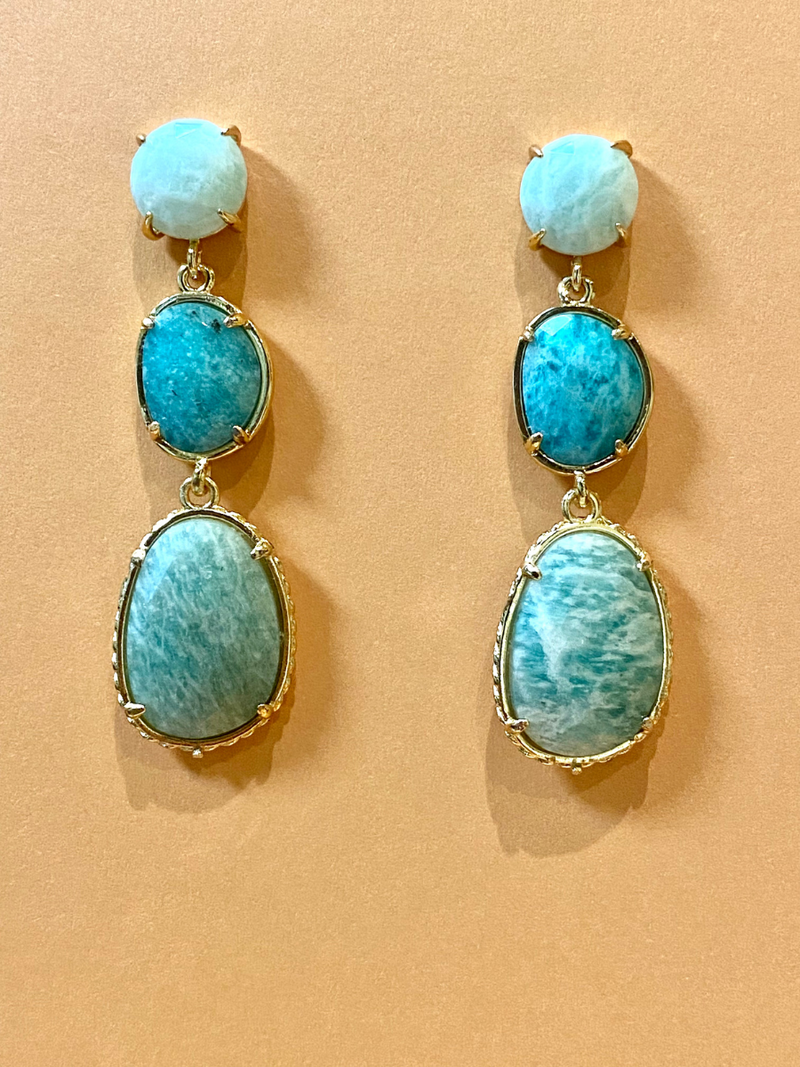 Boucles pierre semi precieuses amazonite DONATELLA