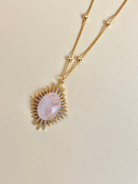 Collier femme pendentif quartz rose 