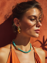 Collier ANTILLES - perles plates naturelles pierres semi précieuses