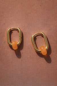 Creoles boucles d’oreilles rectangulaire calcite orange