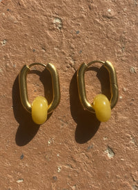 Creoles boucles d’oreilles rectangulaire topaze jaune