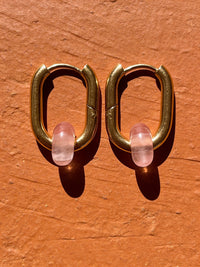 Creoles boucles d’oreilles rectangulaire agates watermelon