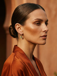 Creoles boucles d’oreilles rectangulaire aventurine vert