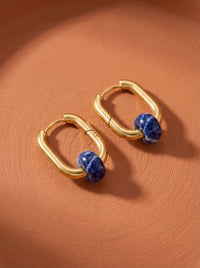 Creoles boucles d’oreilles rectangulaire  sodalite