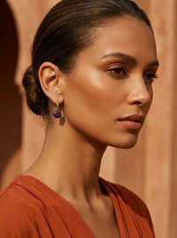 Créoles rectangulaires jade violet