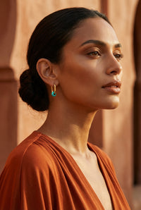 Creoles boucles d’oreilles rectangulaire turquoise vert