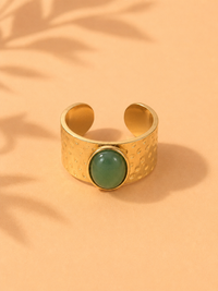 Bague MINERA — Pierre Naturelle & Or 24k Martelé | Univers Terre