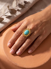 Bague AZURA — Amazonite & Or 24k | Univers Solaire