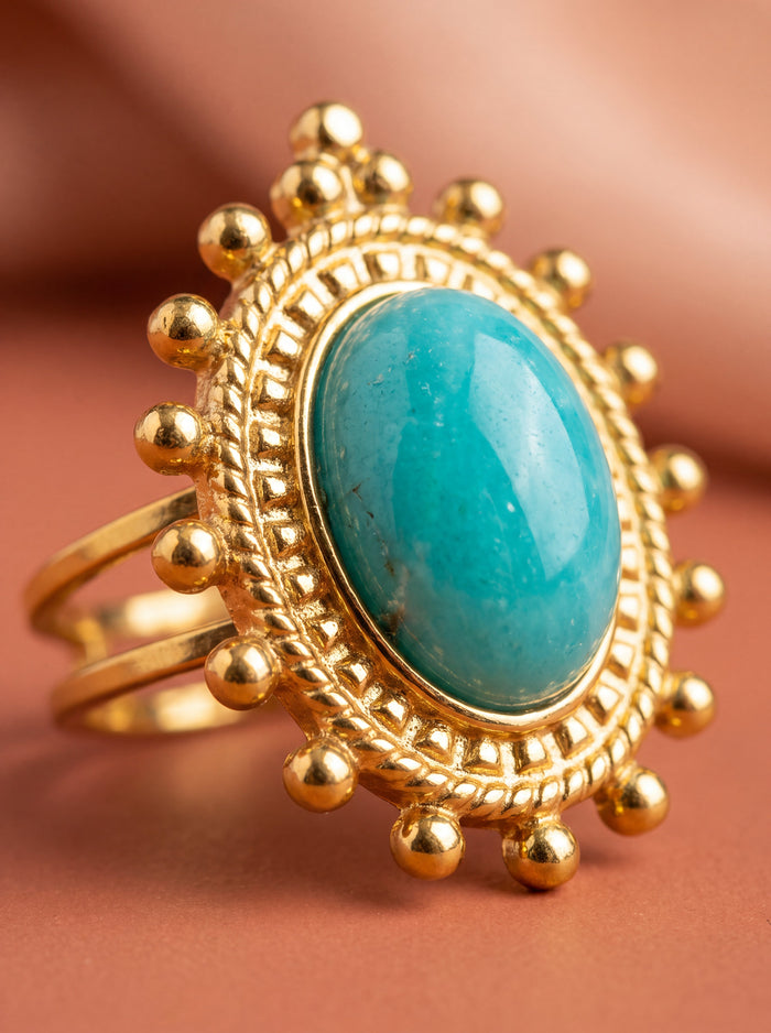 Bague AZURA — Amazonite & Or 24k | Univers Solaire