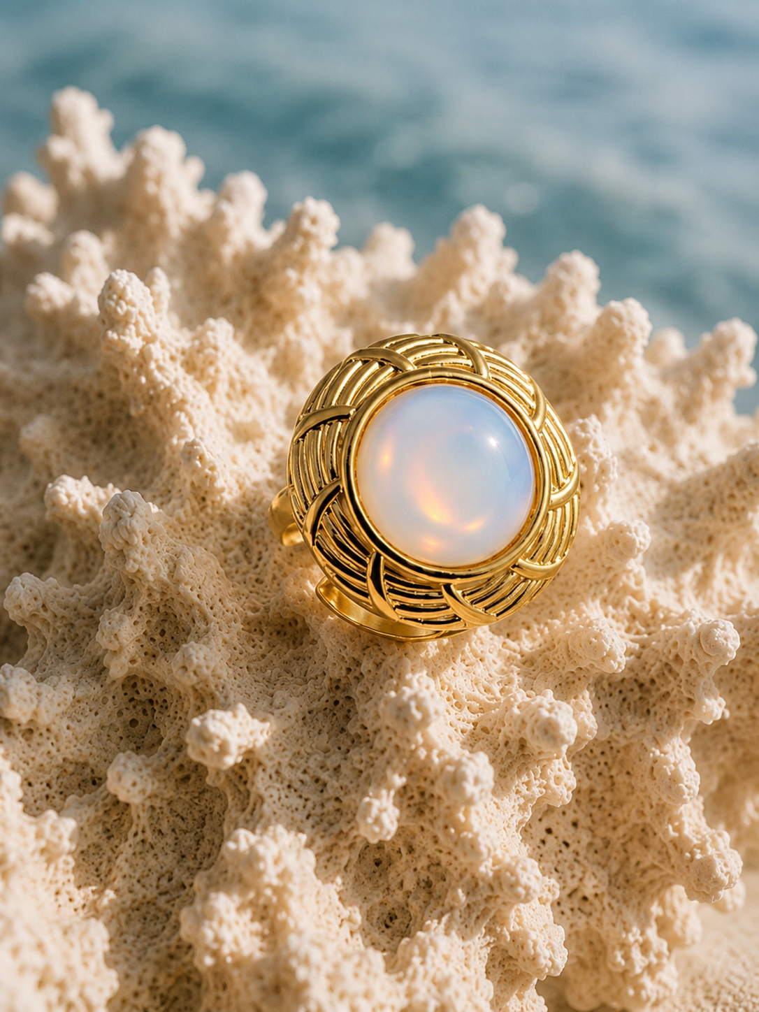Bague SOLAR — Opale & Or 24k | Univers Solaire