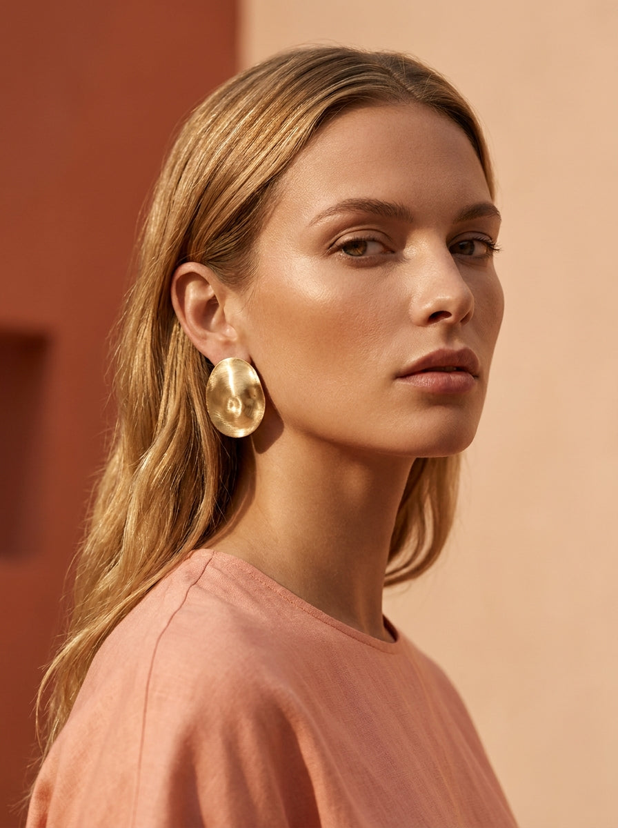 Boucles d'oreilles NÉRÉA — Or 24k Brossé | Univers Aquatique