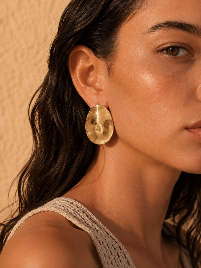 Boucles d'oreilles NÉRÉA — Or 24k Brossé | Univers Aquatique