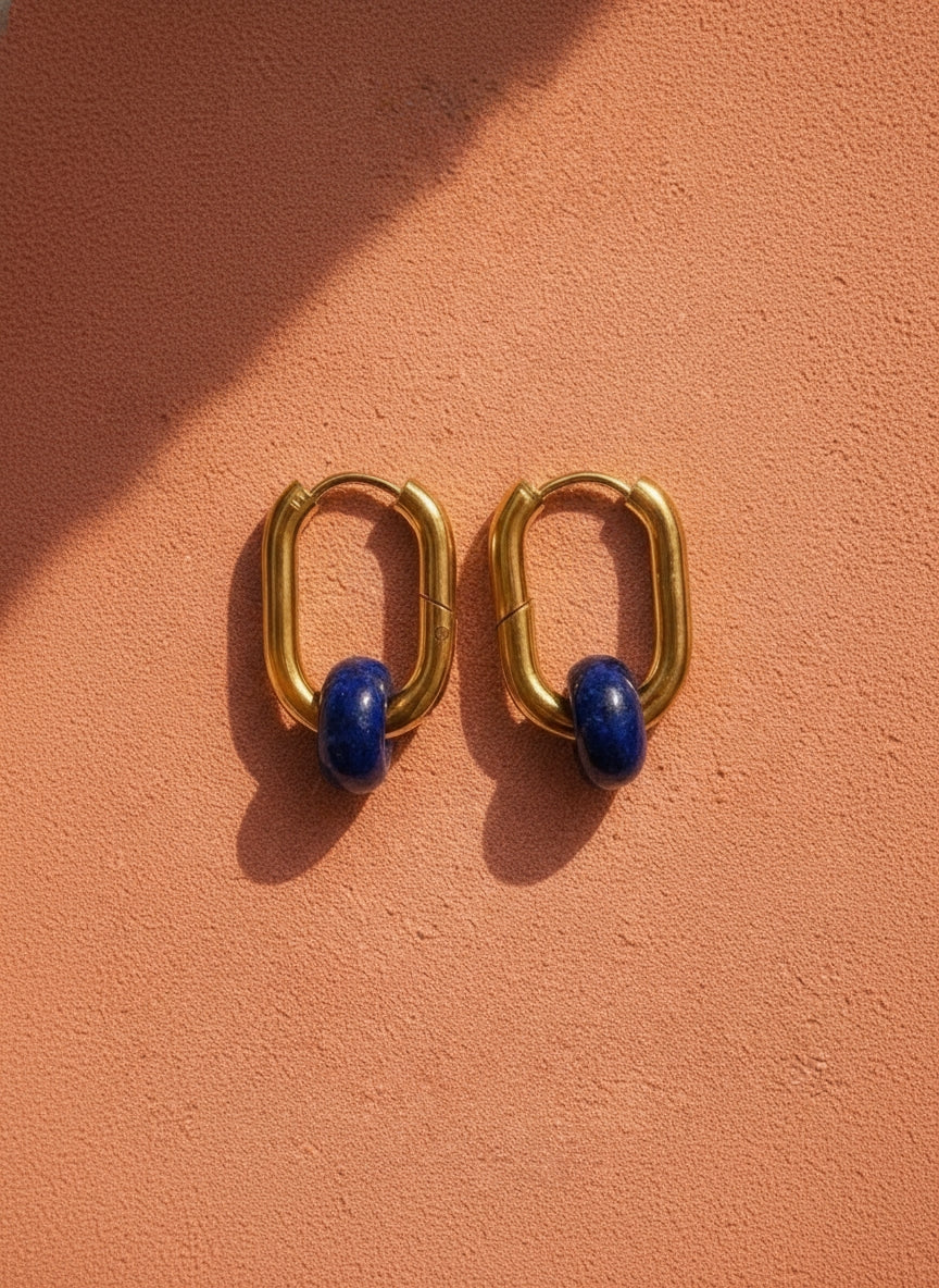 Boucles d’oreilles créoles Lapis Lazuli 