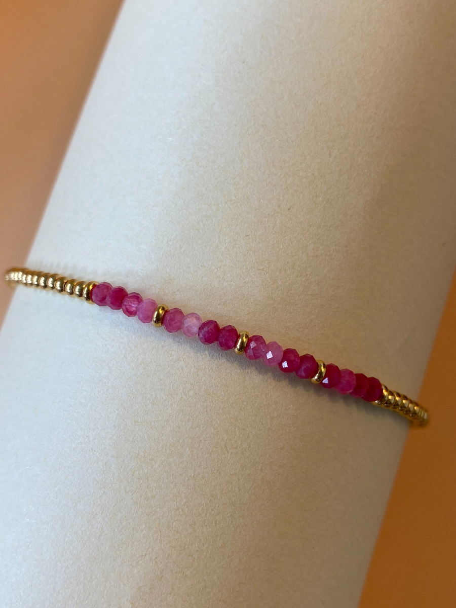 Bracelet bohème perle quartz rose 