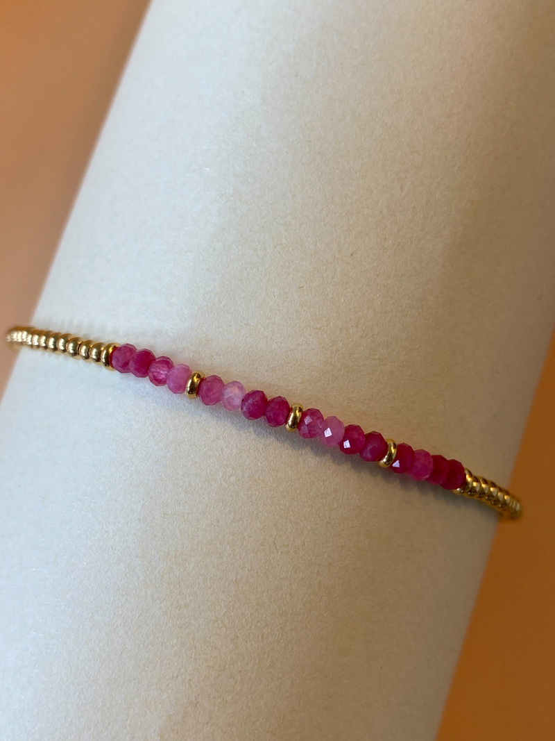 Bracelet bohème perle quartz rose 