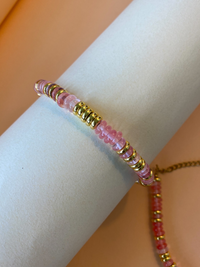 Bracelet femme quartz rose heishis