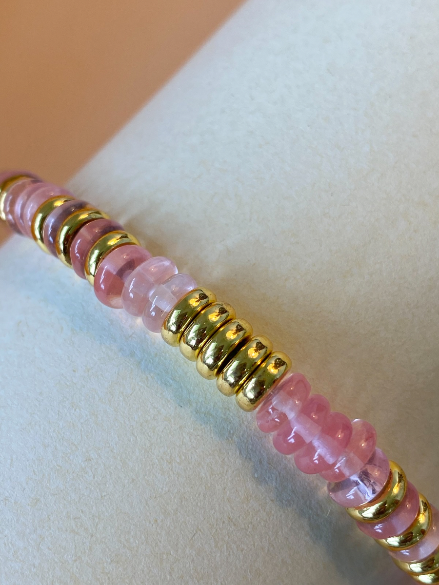 Bracelet femme quartz rose fraise 