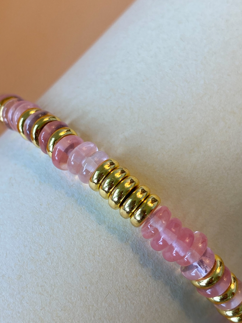 Bracelet femme quartz rose fraise 