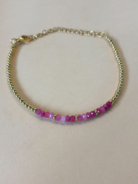 Bracelet femme style bohème perles quartz rose 