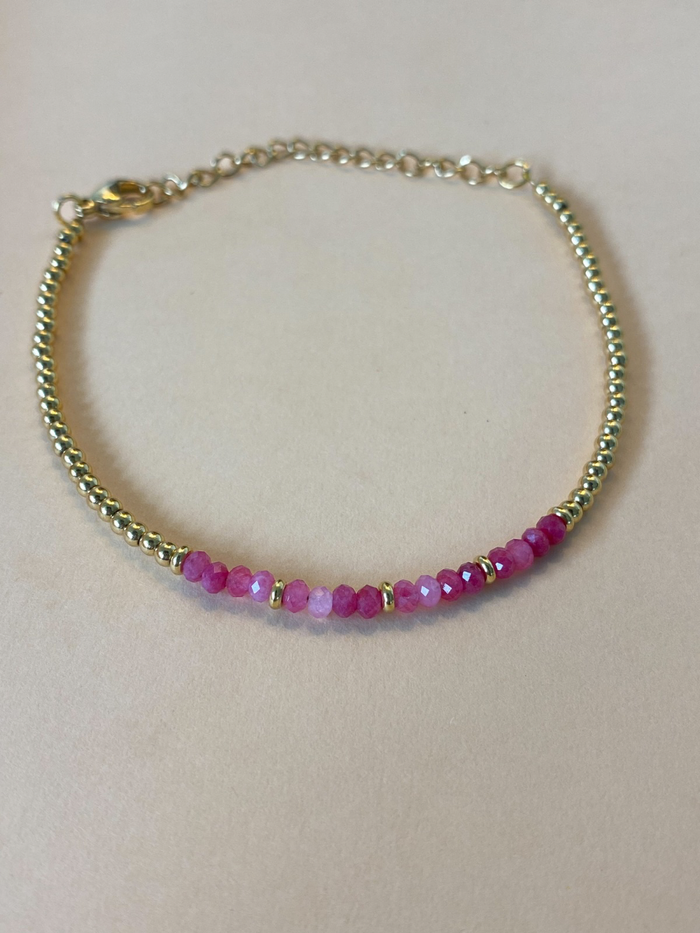 Bracelet femme style bohème perles quartz rose 