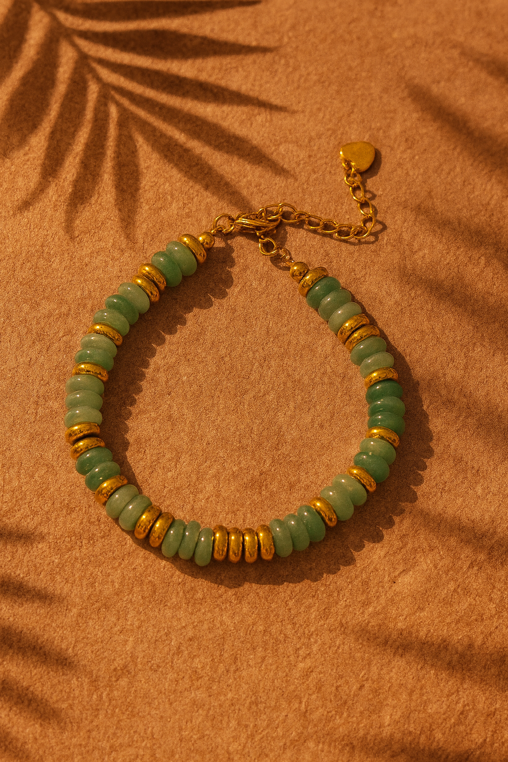 Bracelet ANTILLES - perles plates naturelles pierres semi précieuses