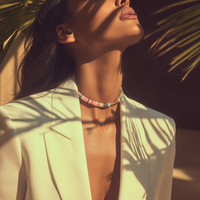 Collier ANTILLES - perles plates naturelles pierres semi précieuses