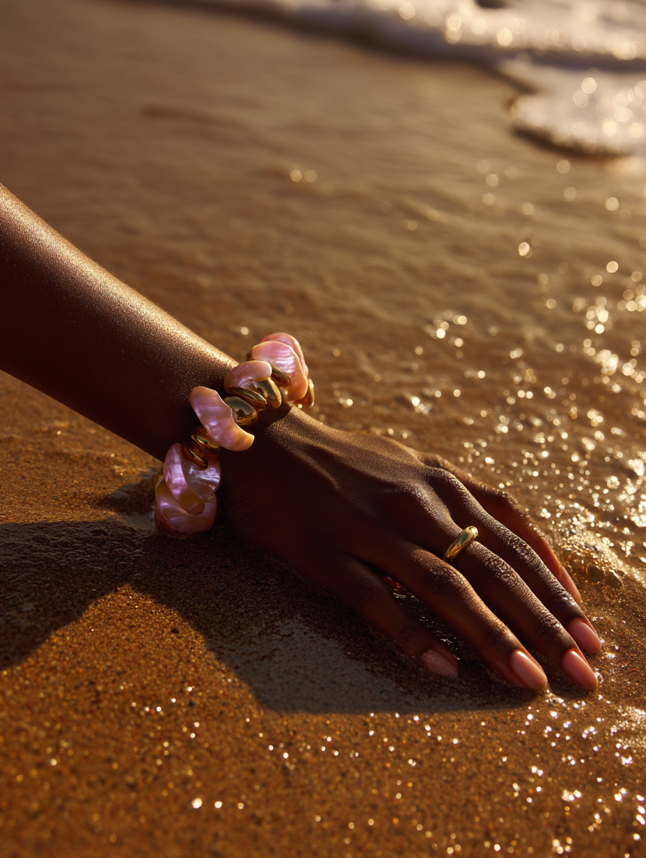 bracelet boheme femme nacre rose