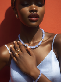 Collier ANTILLES - perles plates naturelles pierres semi précieuses